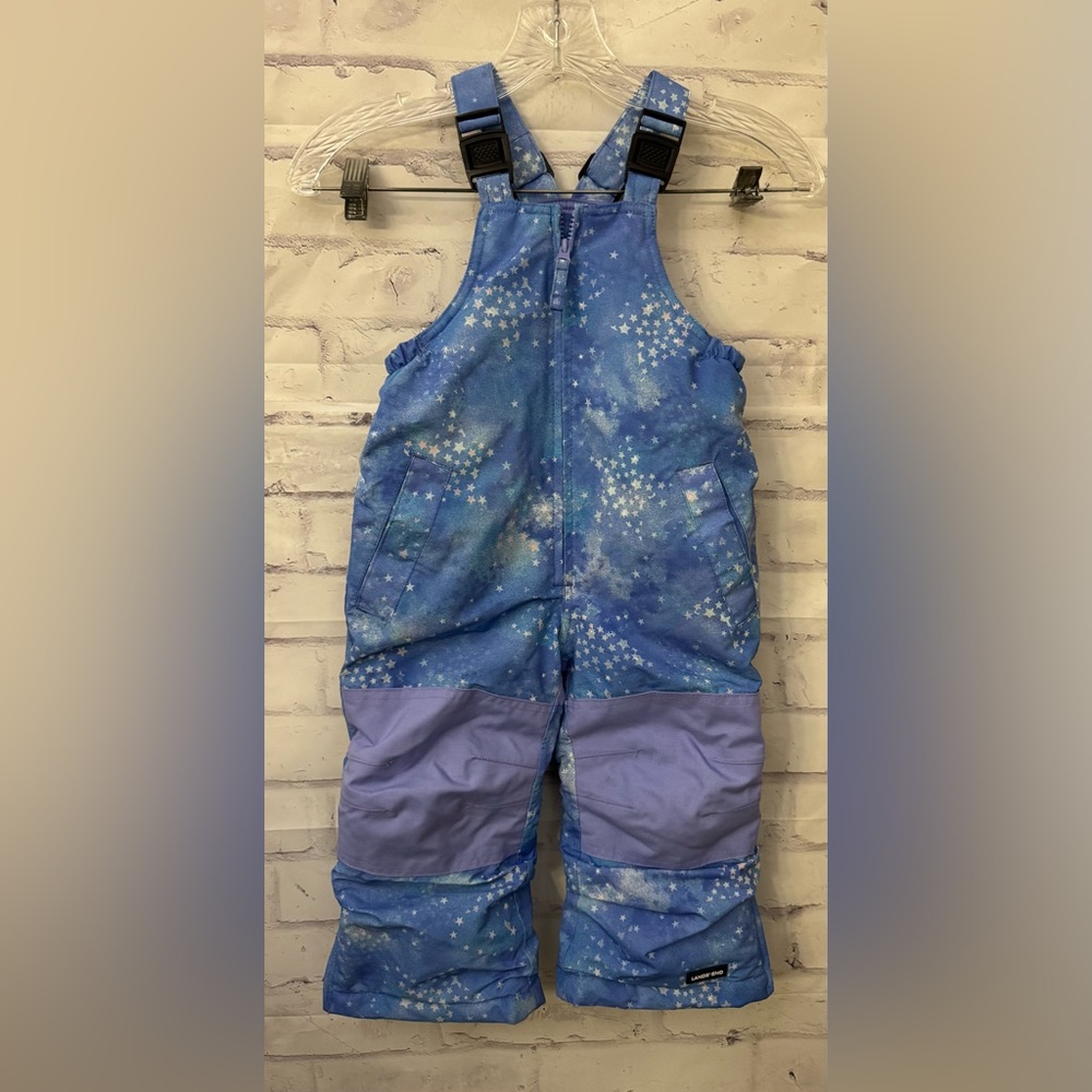 Lands’ End Kids Size 2 Squall‎ Iron Knee Snow Bibs Purple Blue Star Waterproof
